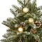 Nearly Natural 5' Flocked Whistler Mountain Fir Artificial Christmas Tree with 250 Warm White LED Lights with Instant Connect Technology, 28 Globe Bulbs, Pine Cones and 480 Bendable Branches
